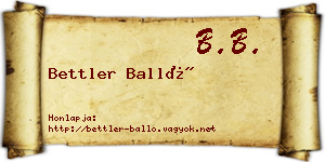 Bettler Balló névjegykártya